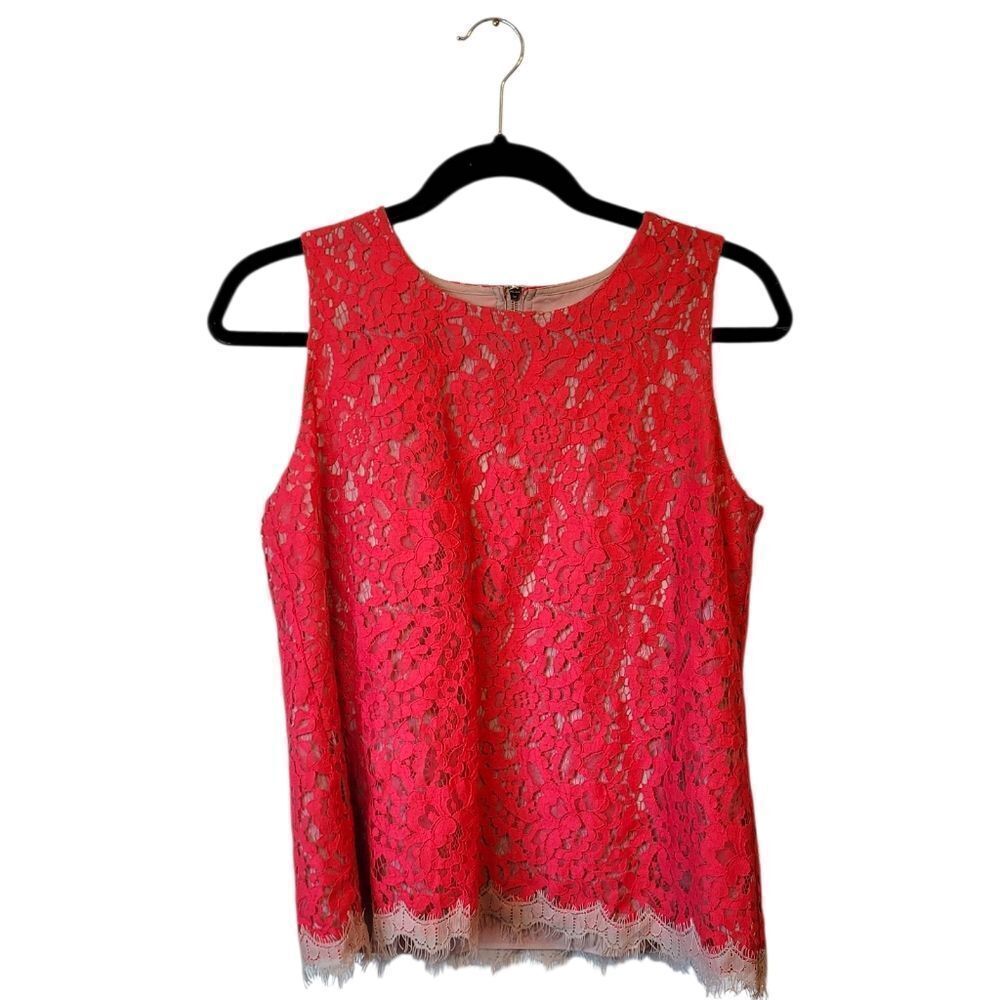Ann Taylor Coral Lace Tank Top Women's Size 4